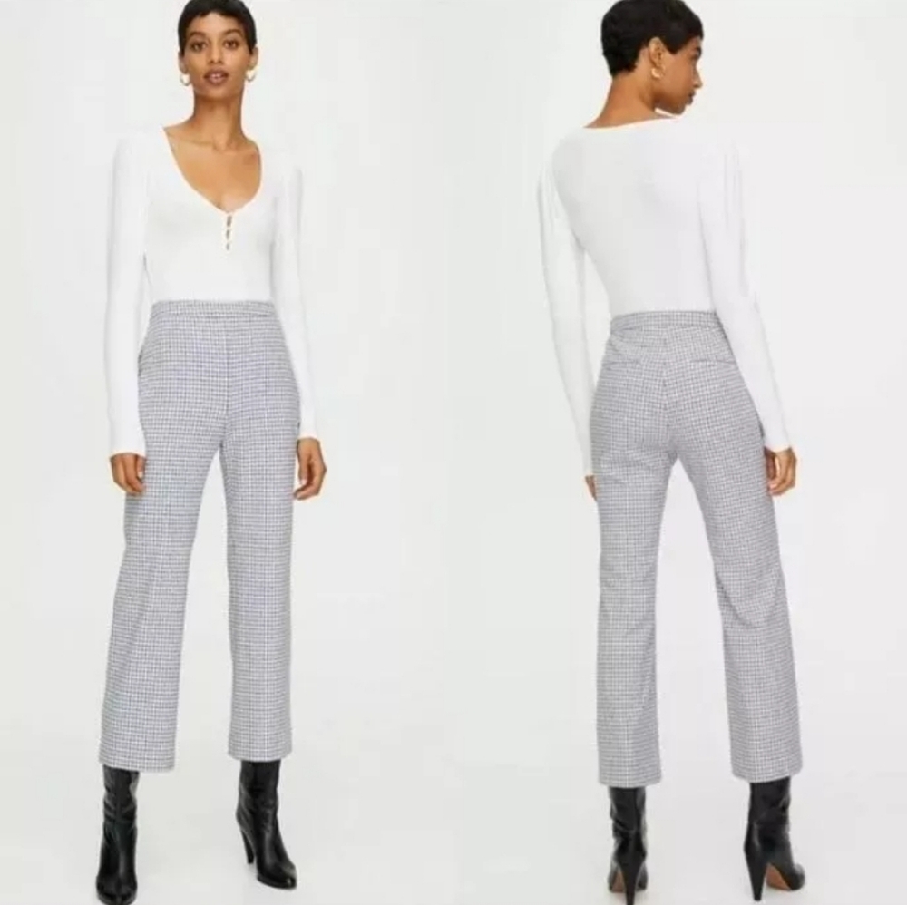 Aritzia Wilfred Kick Flare High Waist Gingham Pants size 4